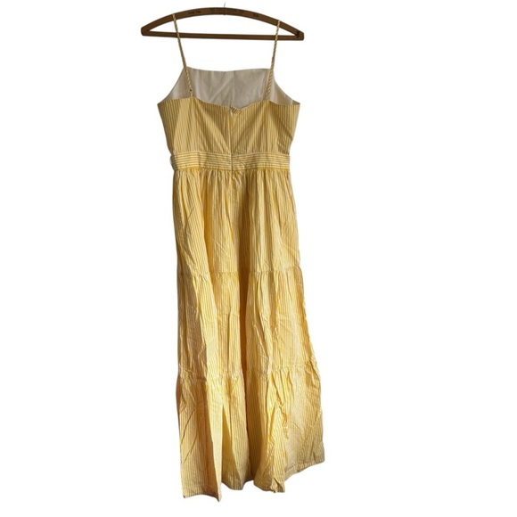 English Factory Sunny Yellow Striped Spaghetti
Straps Tiered Maxi Dress Size M - Picture 6 of 14